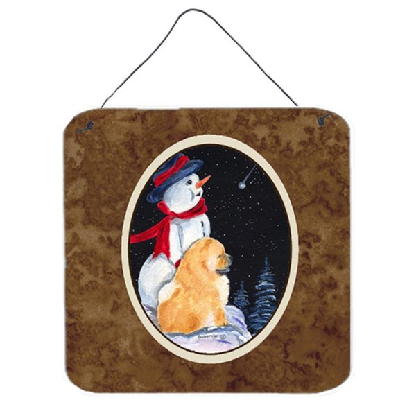 Micasa 6 x 6 in. Snowman with Chow Chow Aluminium Metal Wall or Door Hanging Prints MI232483